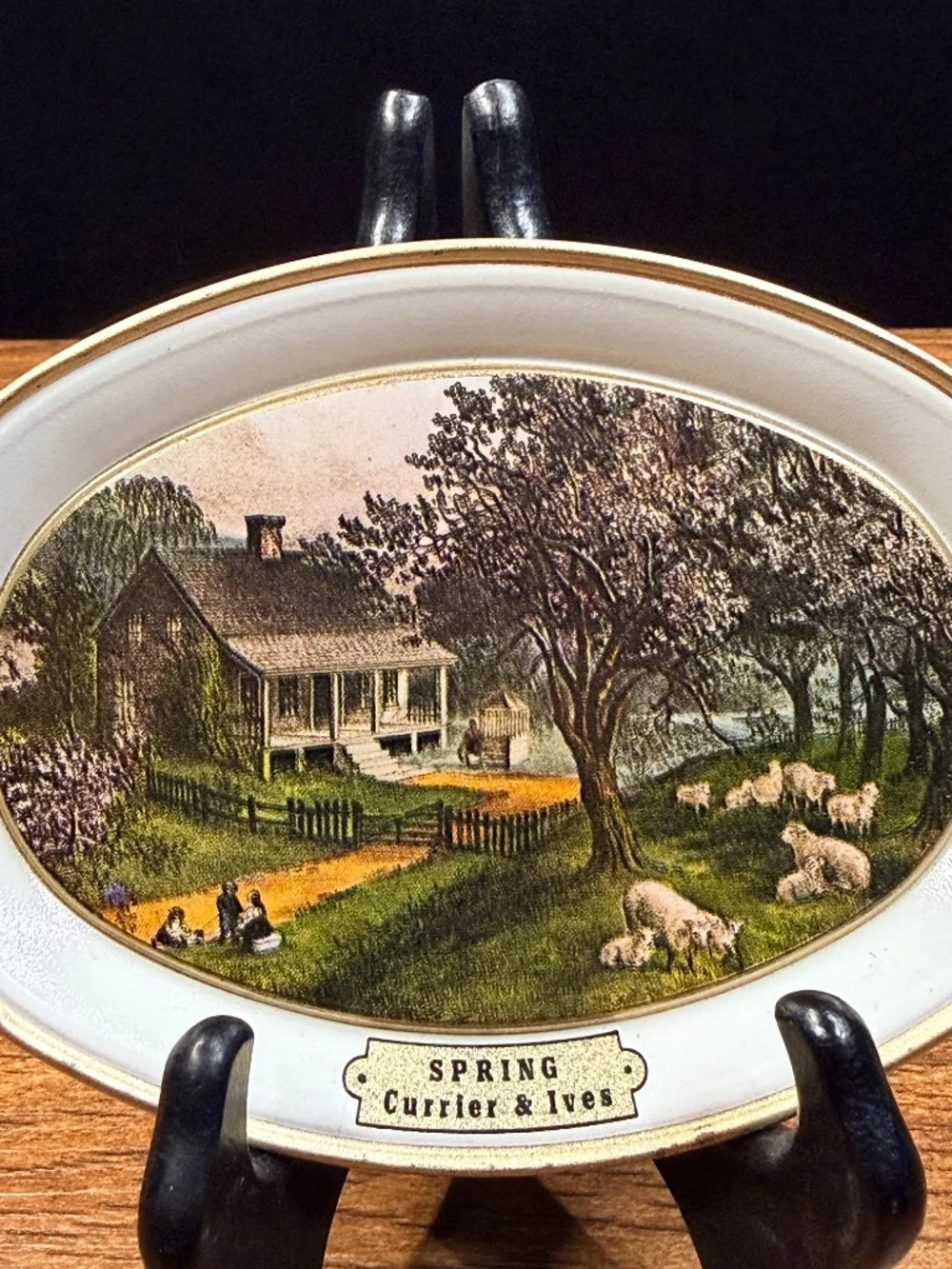 CURRIER AND IVES-1868 “The American Homestead” Metal Tray Set (Set of 4)